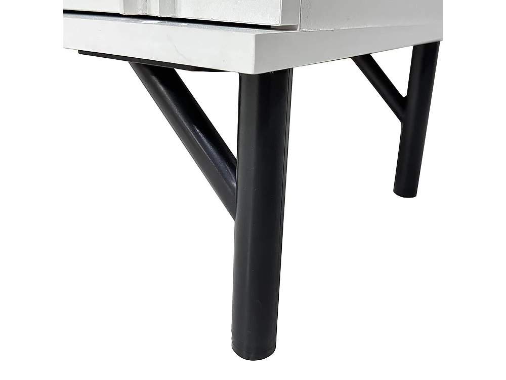 Buffet moderne 4 portes façade arquée en 3D étagères réglables rangement polyvalent blanc