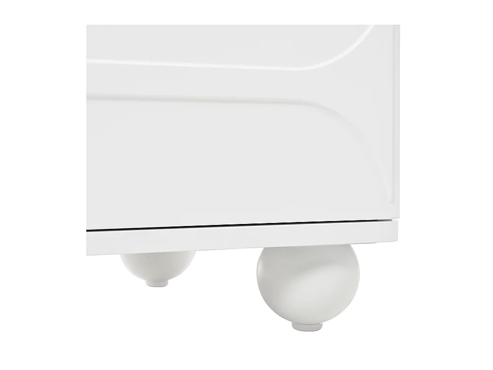 Elegante ladekast met 5 laden reliëfdesign witte metalen poten grote opbergruimte afgeronde hoeken wit