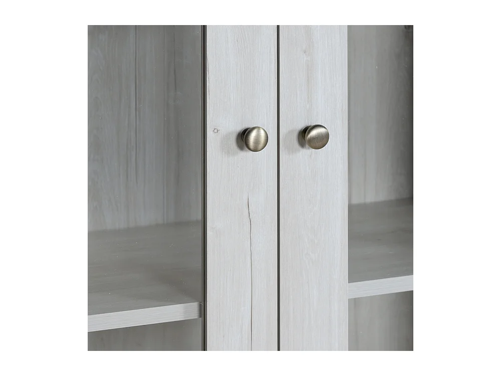 Armoire haute moderne aspect bois portes en verre 2 portes bois poignées cuivre espace de rangement élégant bois