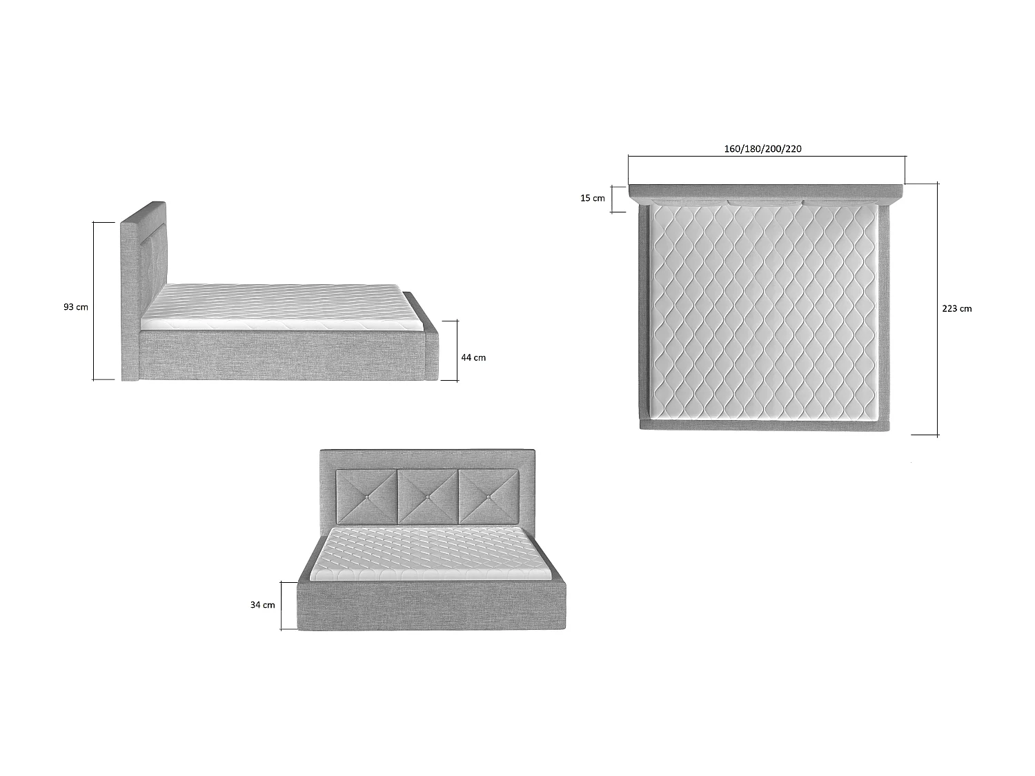 Letto Smart L (180x200)/Tessuto-Blu