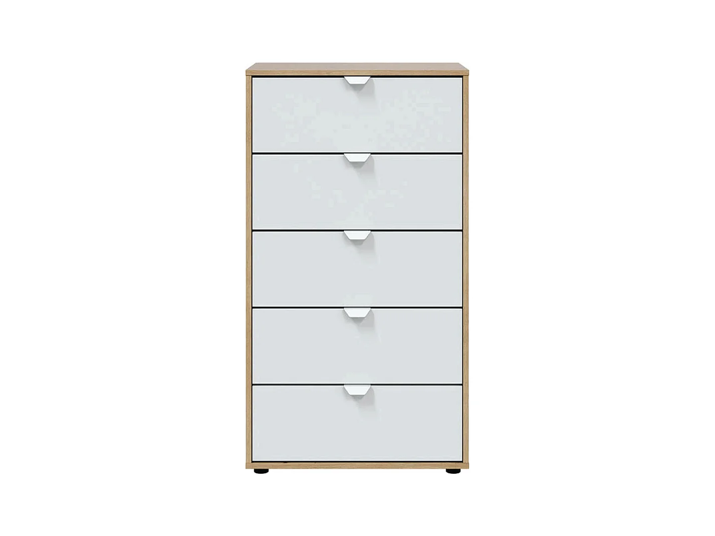 Cassettiera 5 cassetti con piedi rovere nodi bianco opaco 017855W