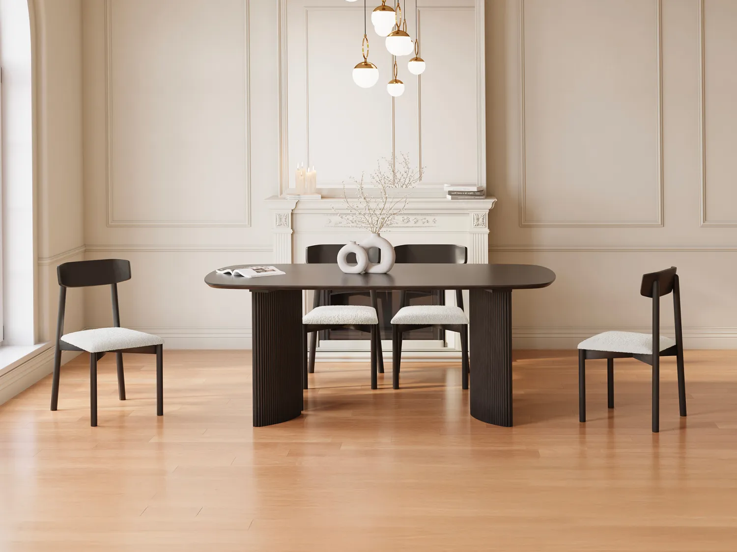 Set Tisch + 4 Stühle TAMENIA von Maison Céphy - Schwarz & Weiß