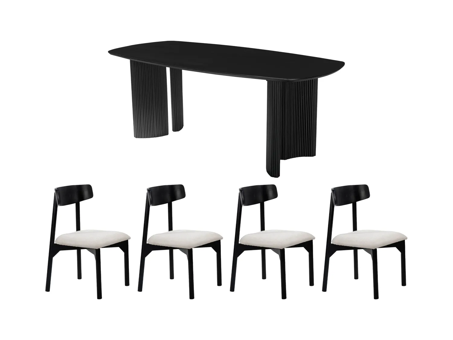 Ensemble table + 4 chaises TAMENIA de Maison Céphy - Noir et blanc