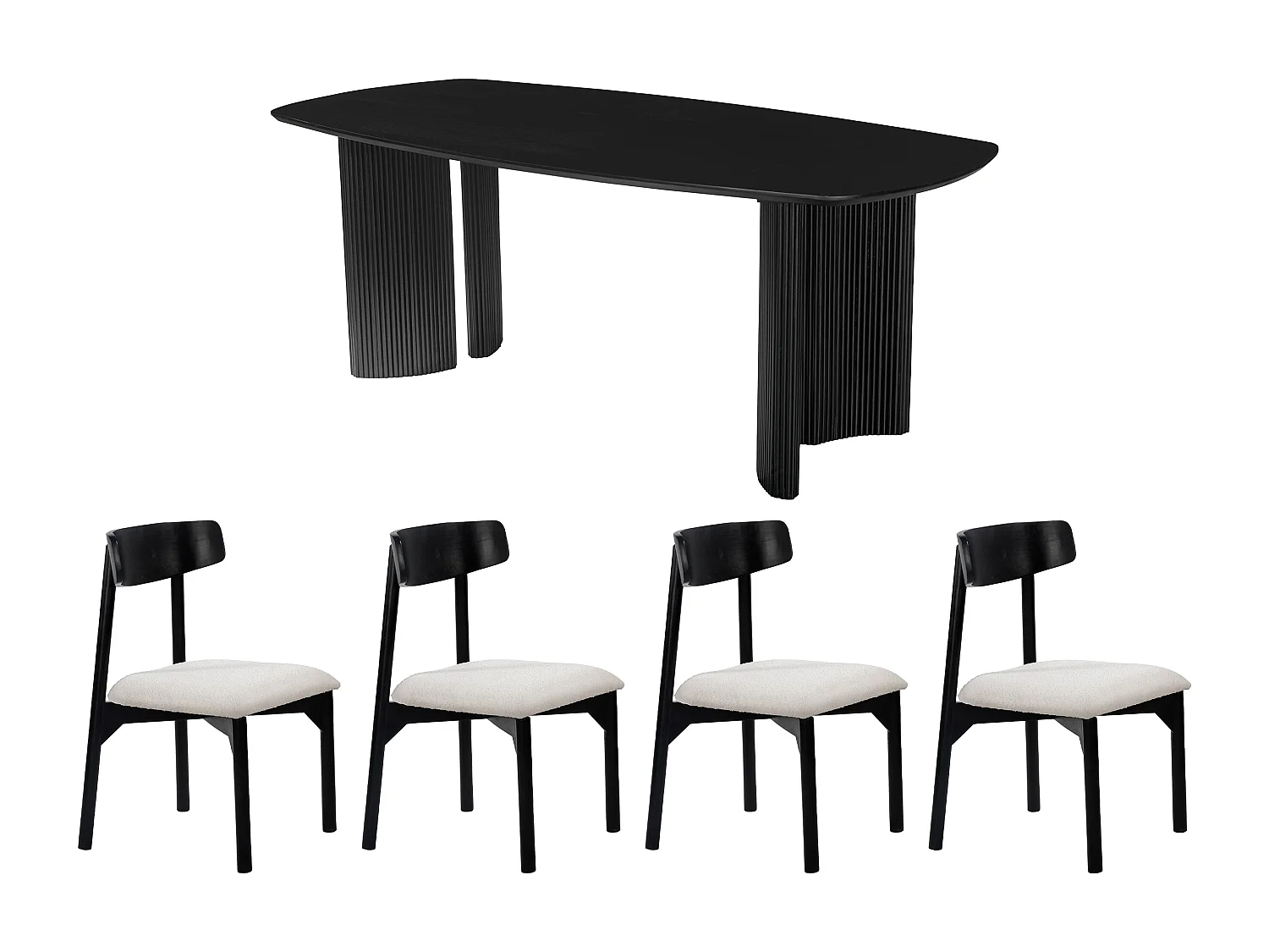 Set Tisch + 4 Stühle TAMENIA von Maison Céphy - Schwarz & Weiß