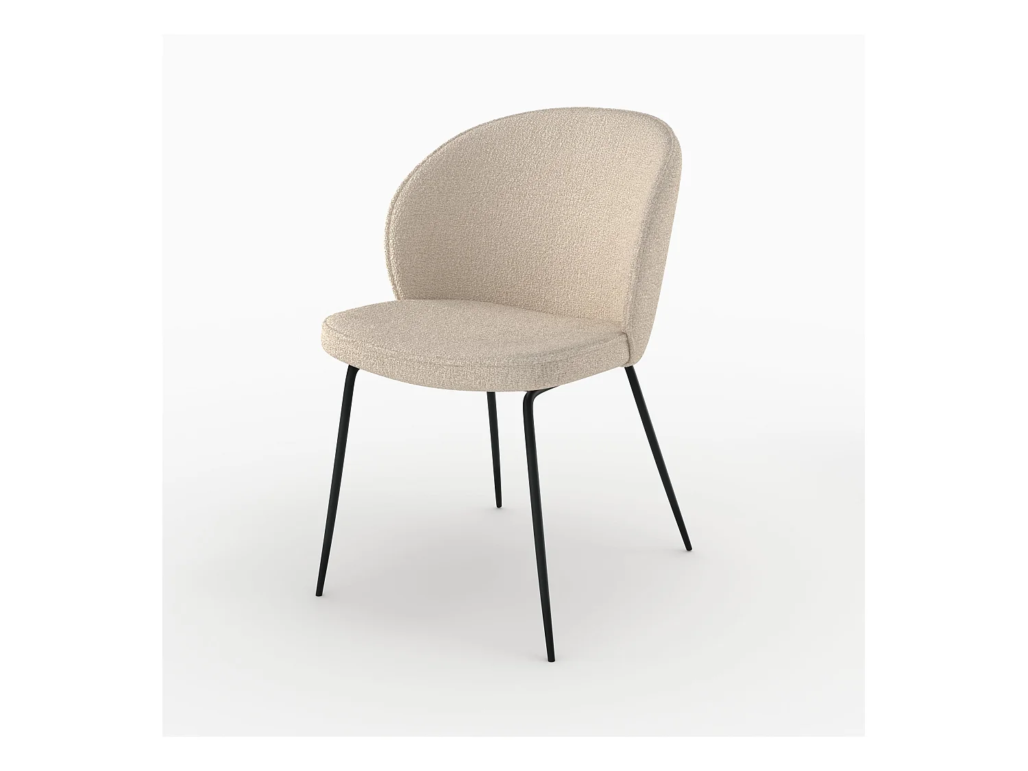 Chaise en tissu bouclé beige et pieds en métal - Groom