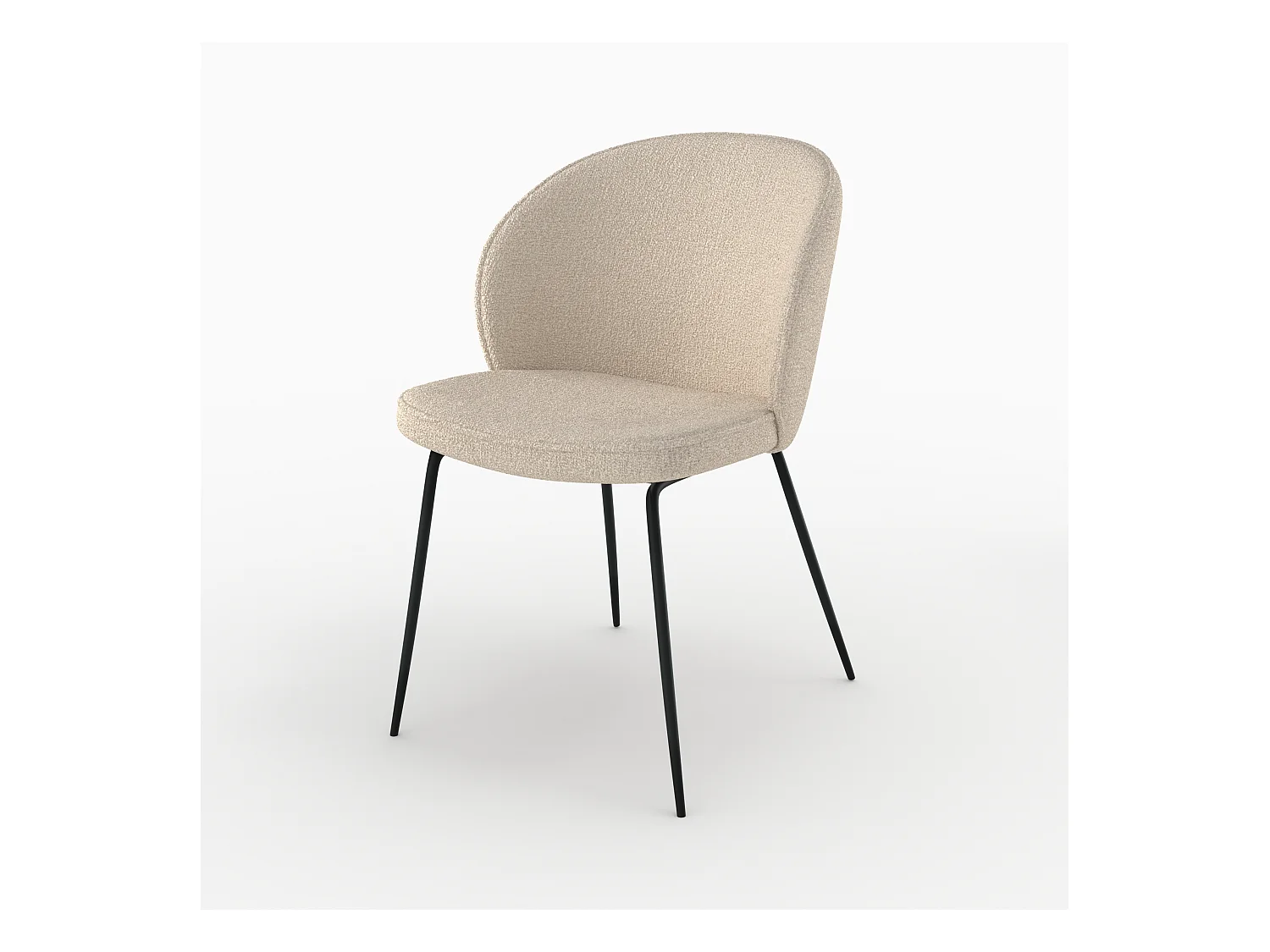 Silla de tela boucle beige y patas de metal - Groom