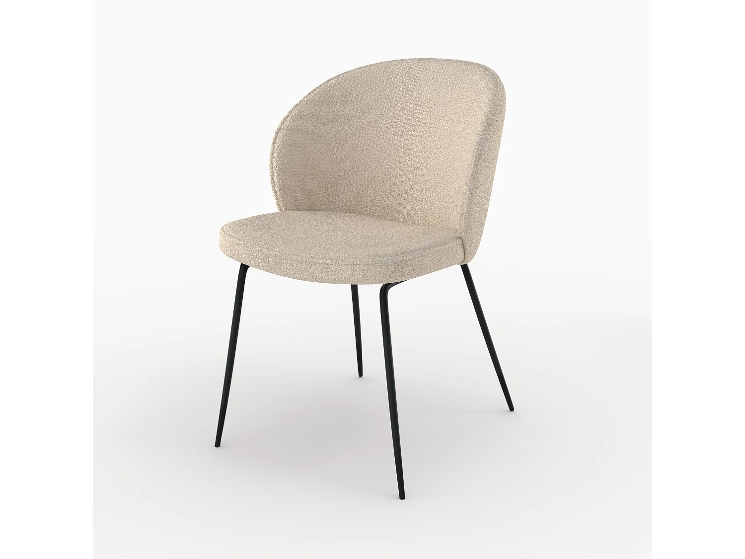 Sedia in tessuto bouclé beige con gambe in metallo - Groom