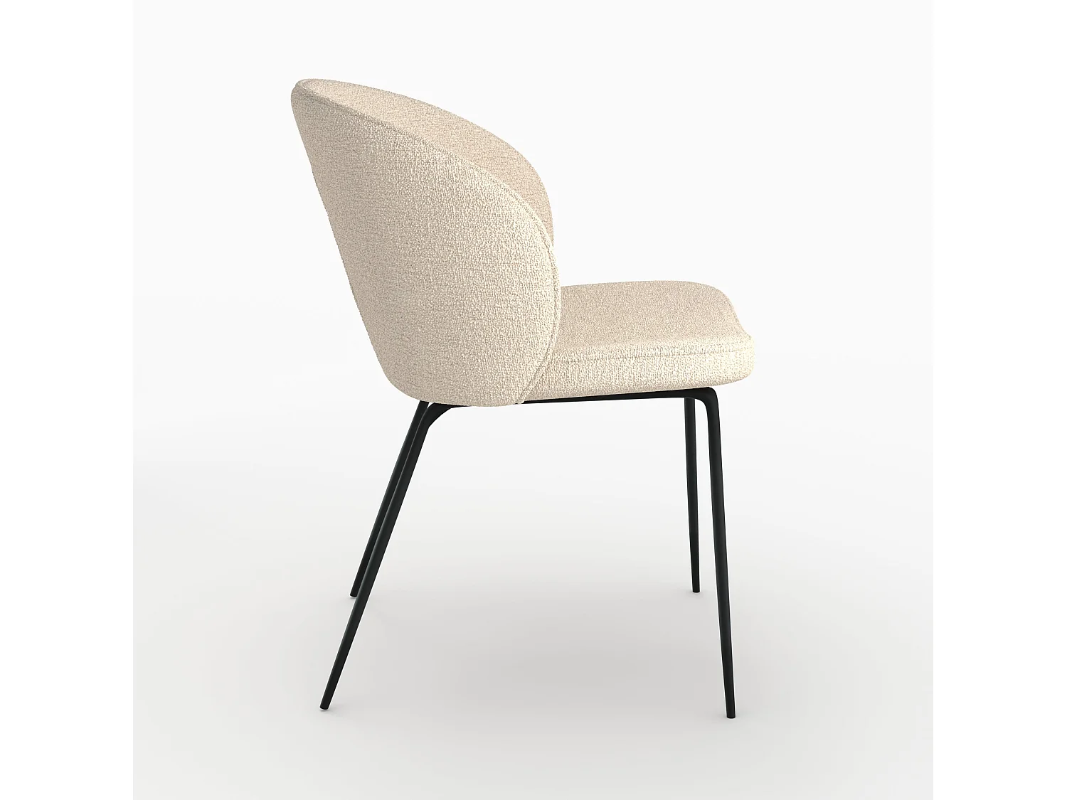 Sedia in tessuto bouclé beige con gambe in metallo - Groom