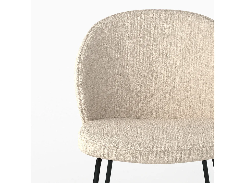 Sedia in tessuto bouclé beige con gambe in metallo - Groom