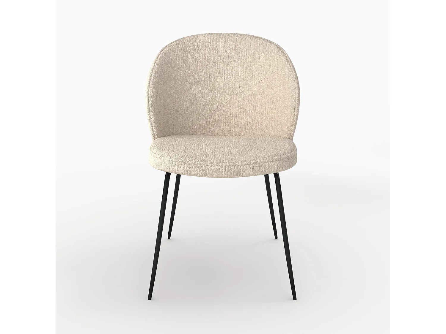 Sedia in tessuto bouclé beige con gambe in metallo - Groom