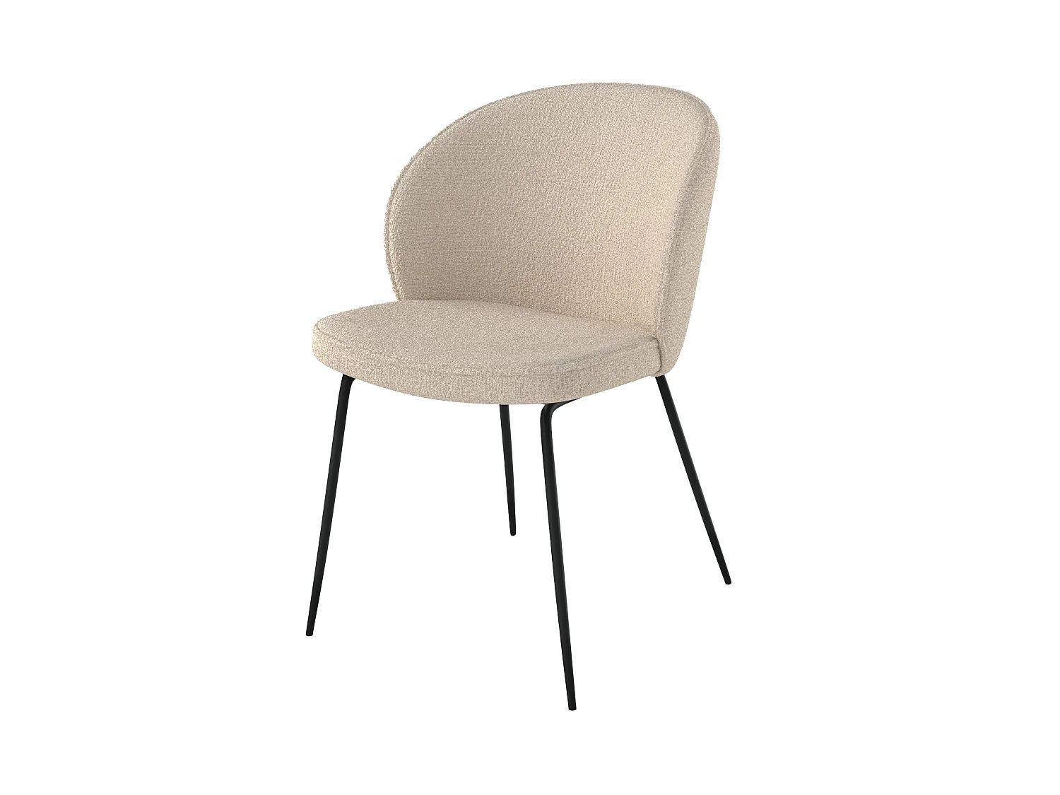 Silla de tela bouclé beige con patas de metal - Groom