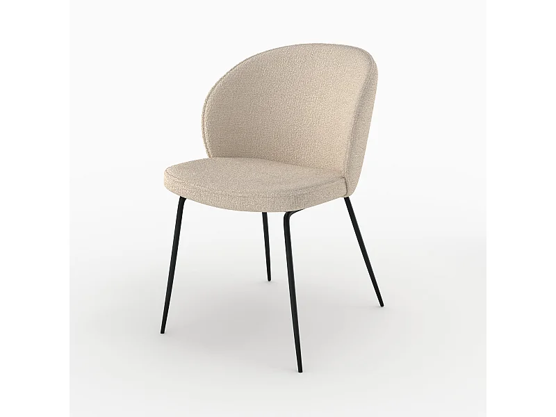 Silla de tela boucle beige y patas de metal - Groom