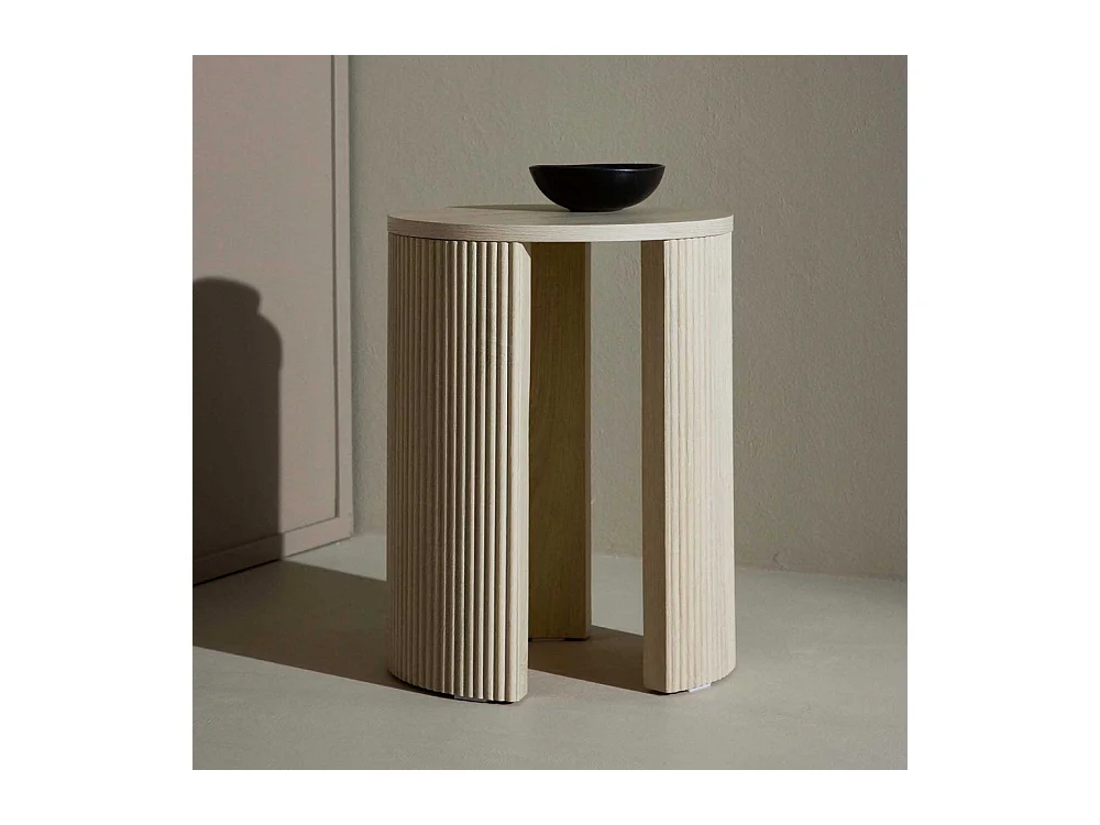 Table d'Appoint Nervurée "Bristol" 52cm Naturel