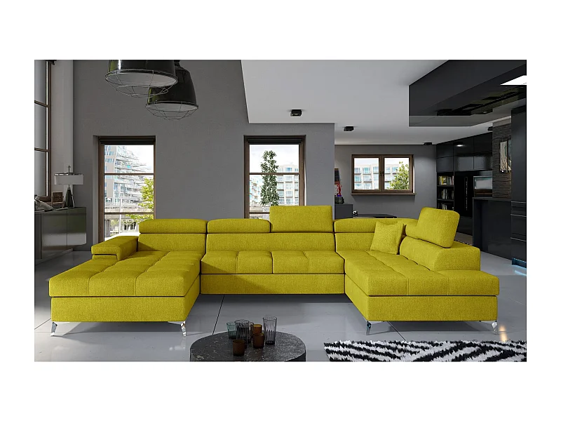 Canapé Corner Perano  UR/revêtement tissu/Jaune