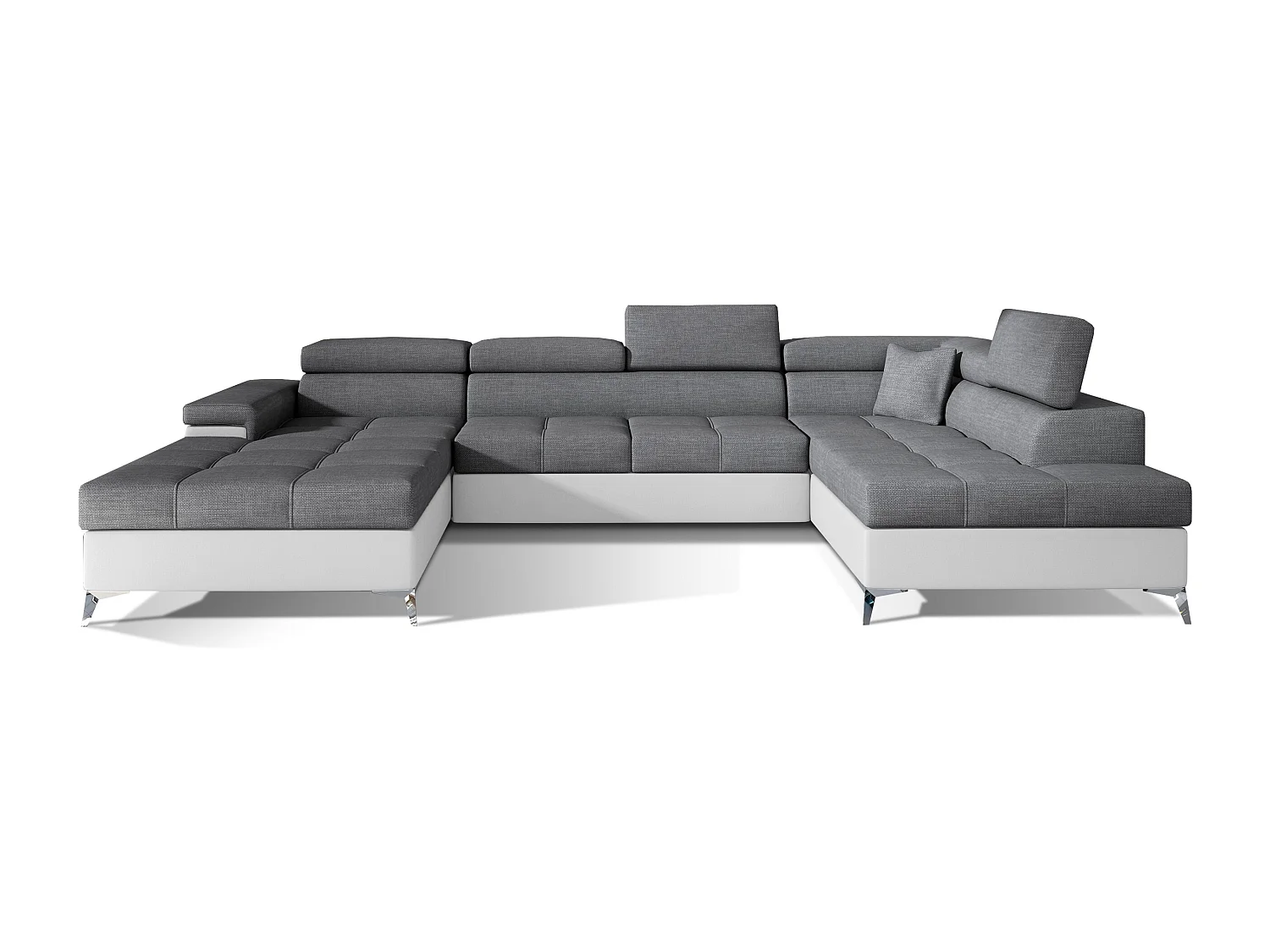 Divano d'angolo Perano UR/rivestimento in tessut/Grigio&Weiss