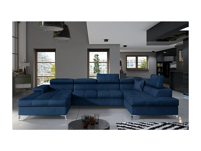 Canapé Corner Perano  UR/revêtement tissu/Bleu