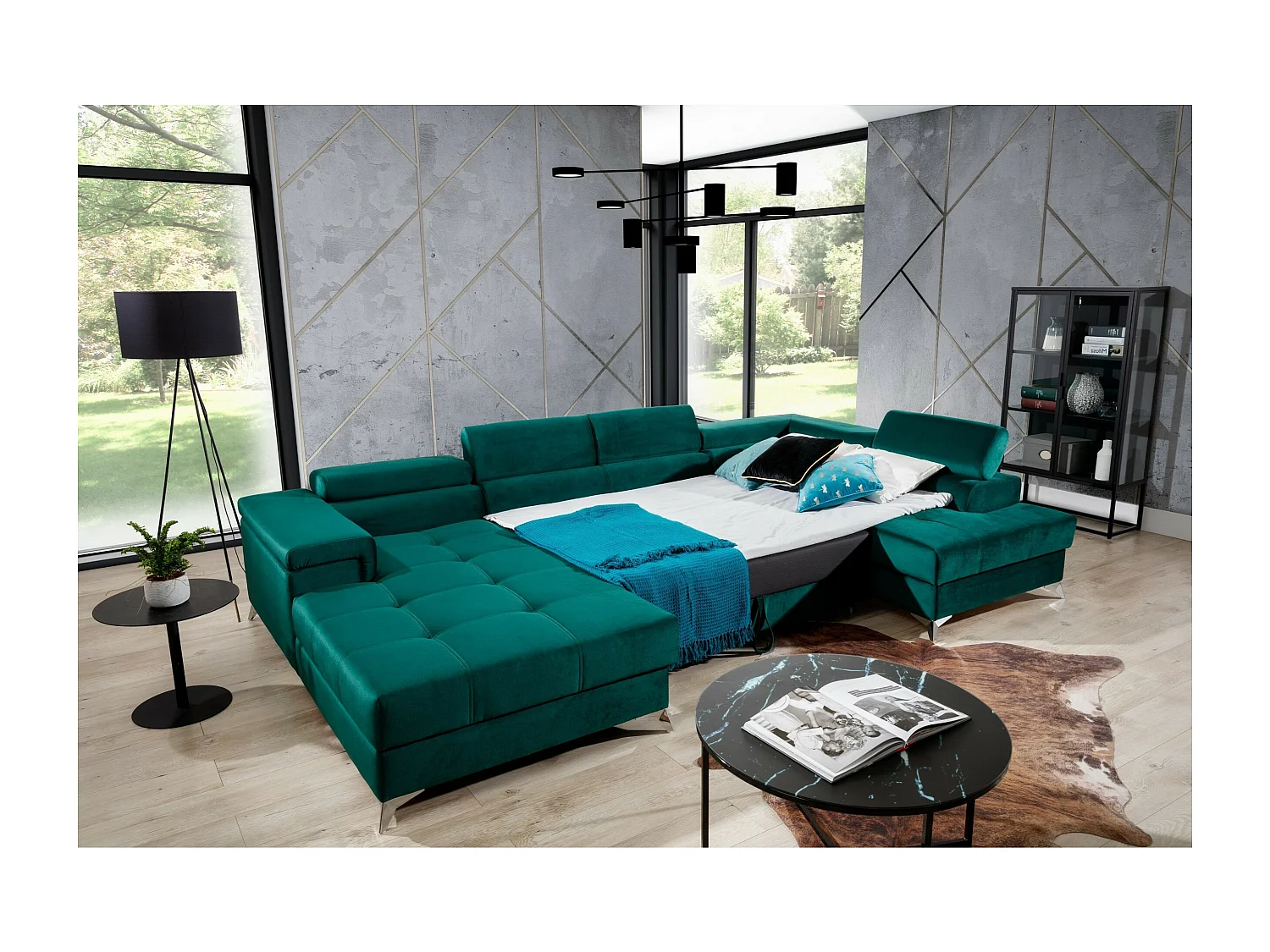 Ecksofa Perano UR/Stoffbezug/Grün