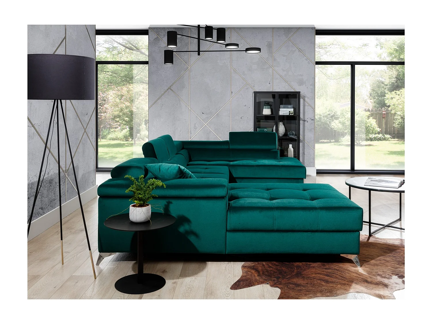 Ecksofa Perano UR/Stoffbezug/Grün