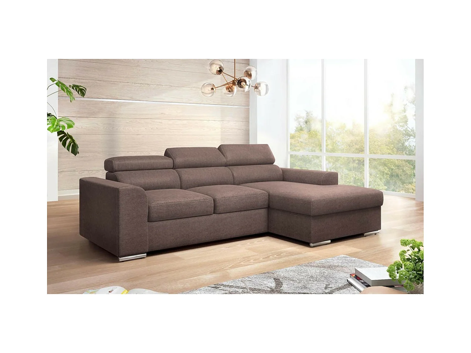 Divano d'angolo Alicante R/rivestimento in tessut/Marrone