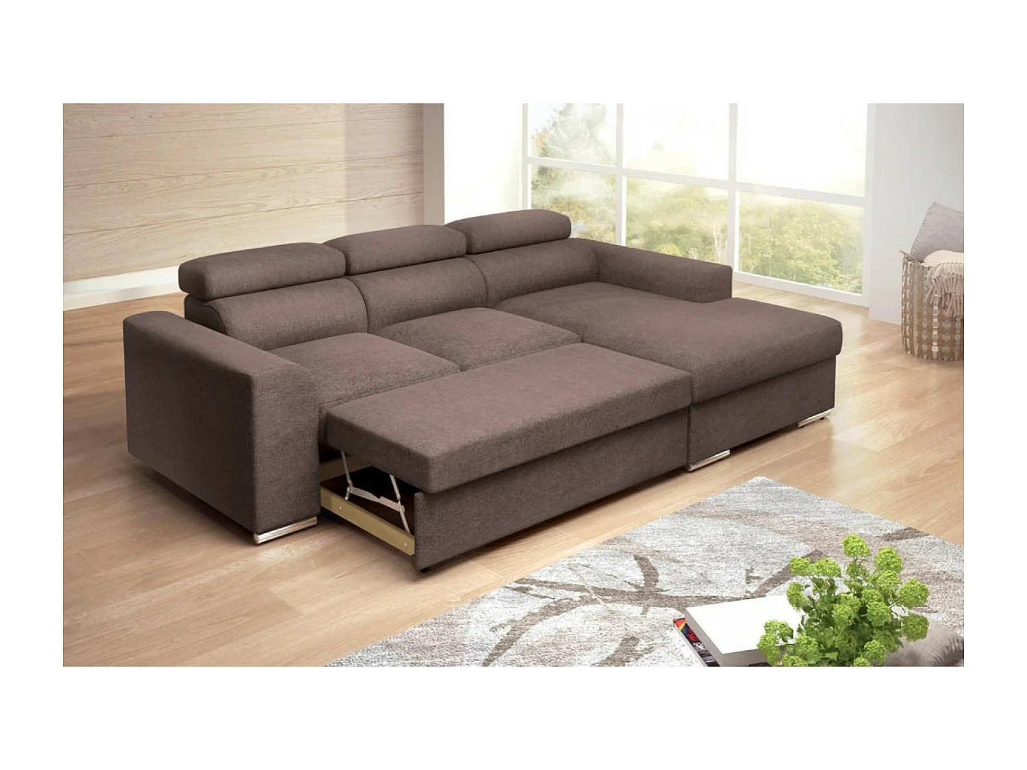 Divano d'angolo Alicante R/rivestimento in tessut/Marrone