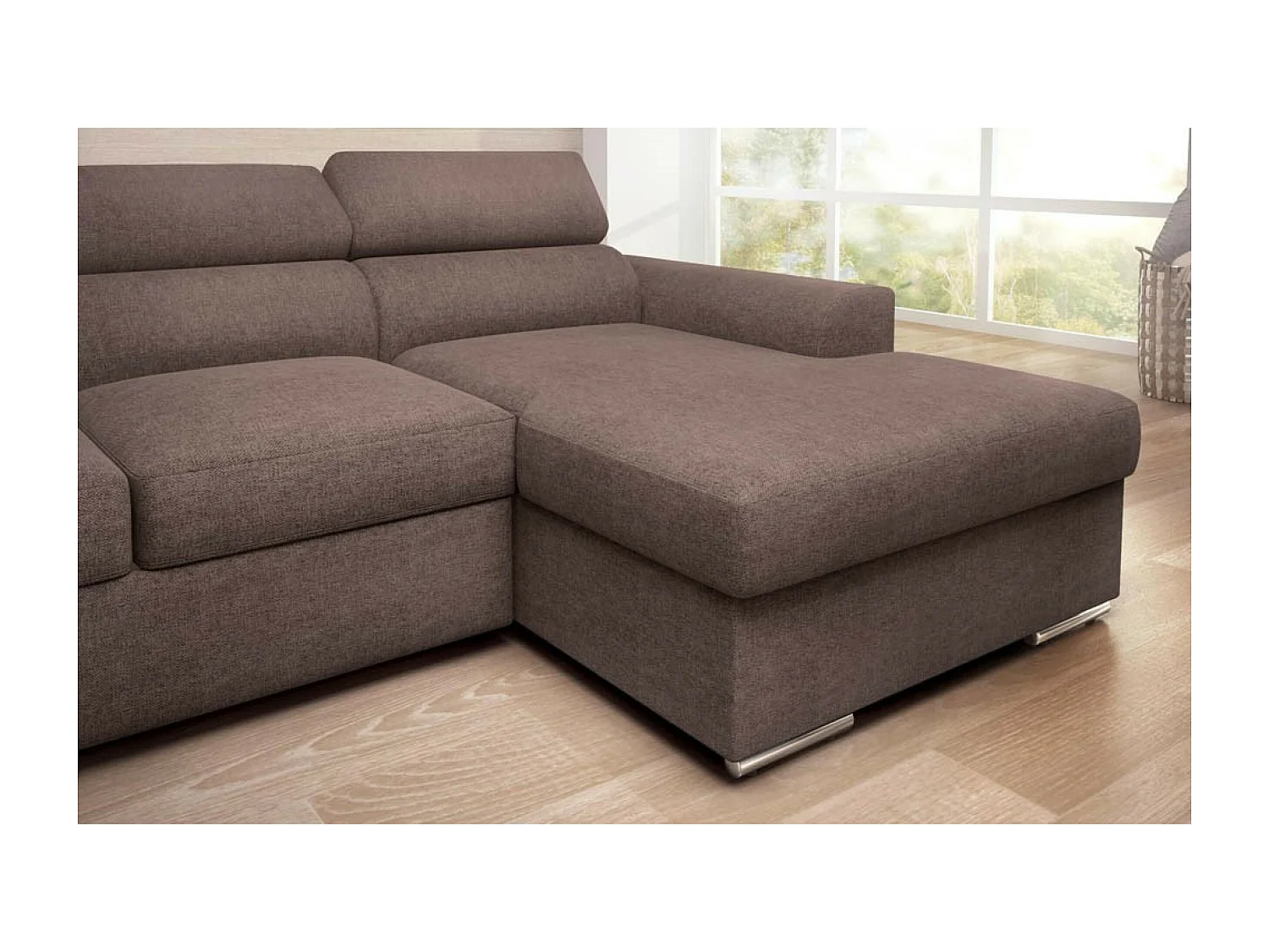 Divano d'angolo Alicante R/rivestimento in tessut/Marrone