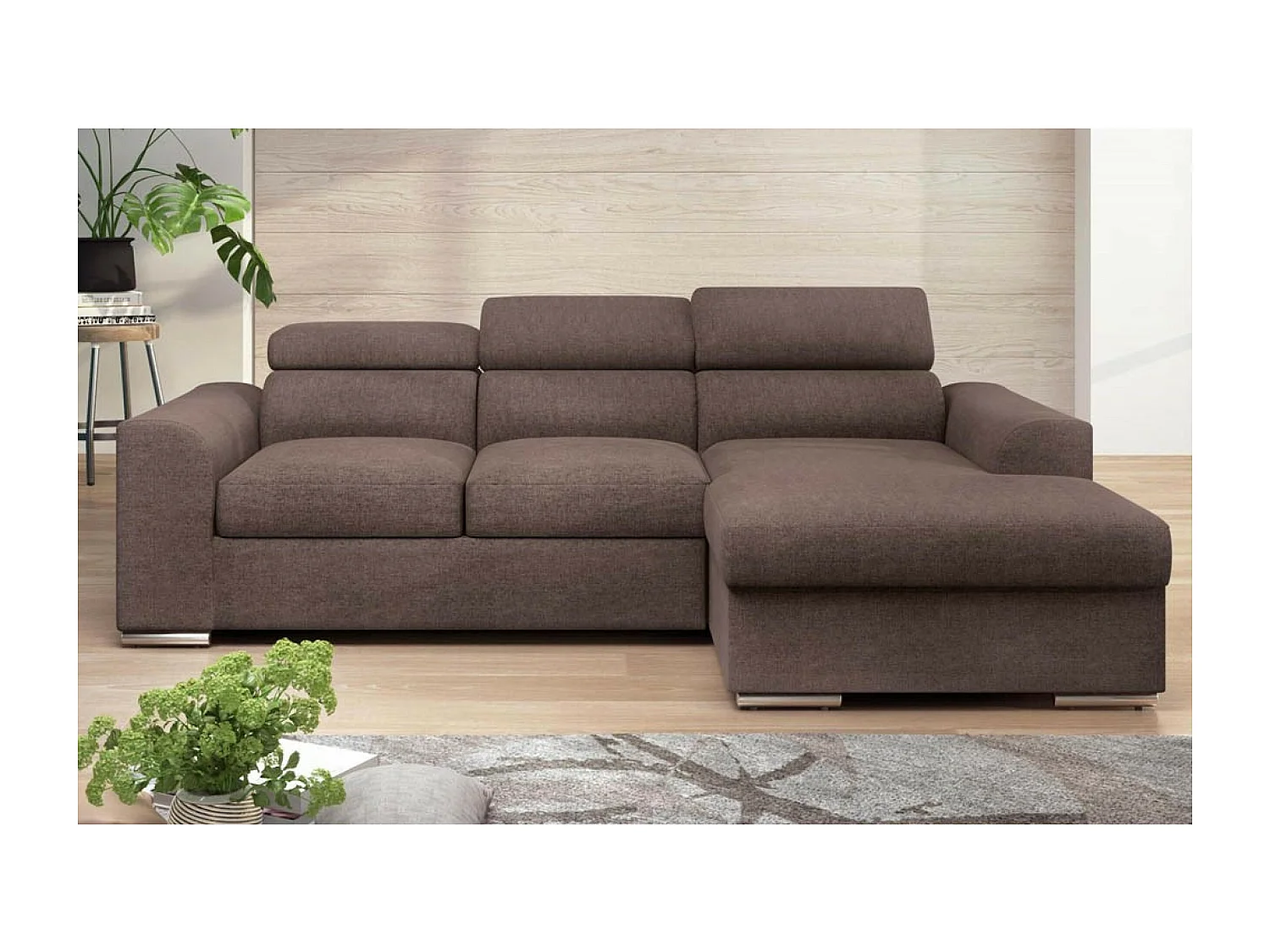 Divano d'angolo Alicante R/rivestimento in tessut/Marrone