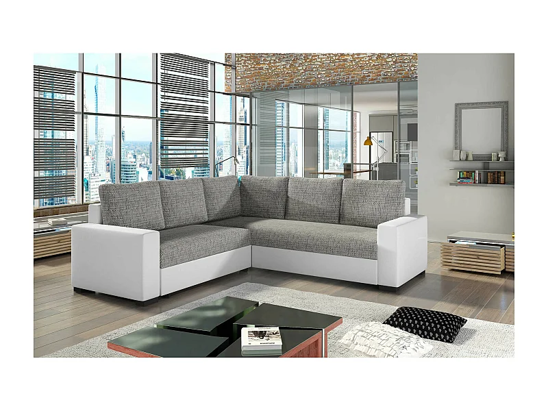 Ecksofa Eggry/Stoffbezug/Grau&Weiss