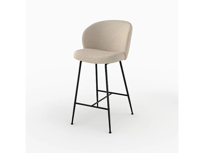 Sgabello in tessuto bouclé beige 66 cm - Groom