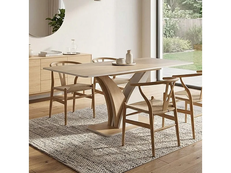 Table extensible design 8 pers bois clair cachemire 160 cm ARTEMISZ