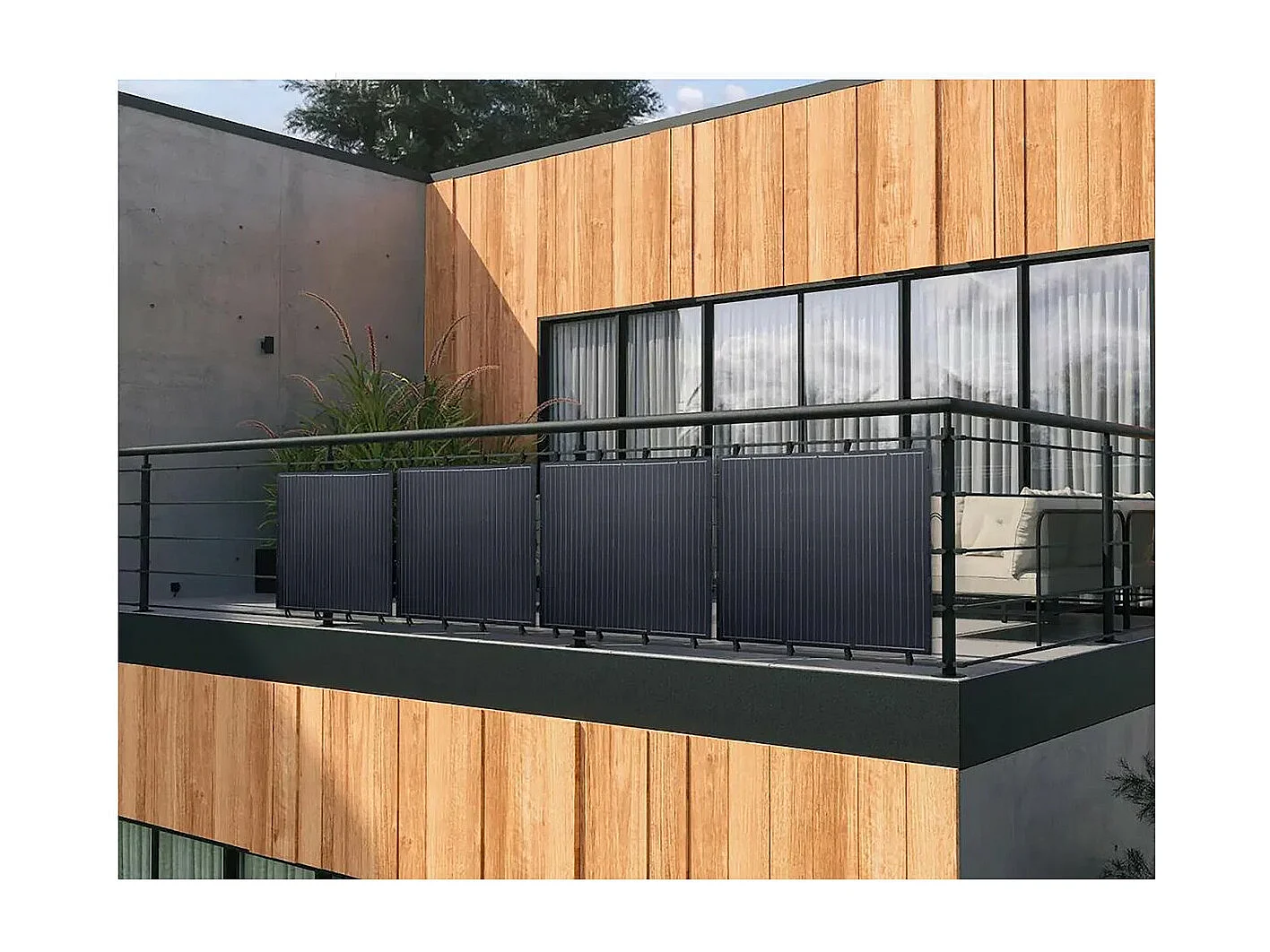 Lot de 2 panneaux solaire plug and play flexible - 400w "Urban center" - Noir