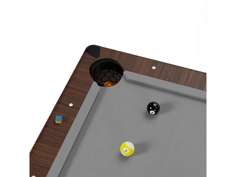 Billard Américain convertible table 6 places KITBILL 6Ft -206,5 x 116,5 x 80cm Plateau dînatoire et accessoires inclus - Marron