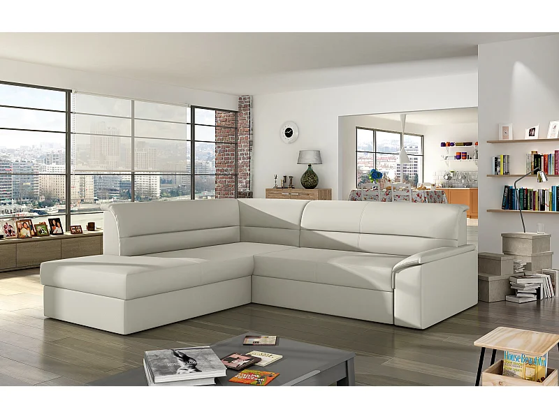 Divano d'angolo Bergen L/rivestimento in tessut/Marrone&Beige