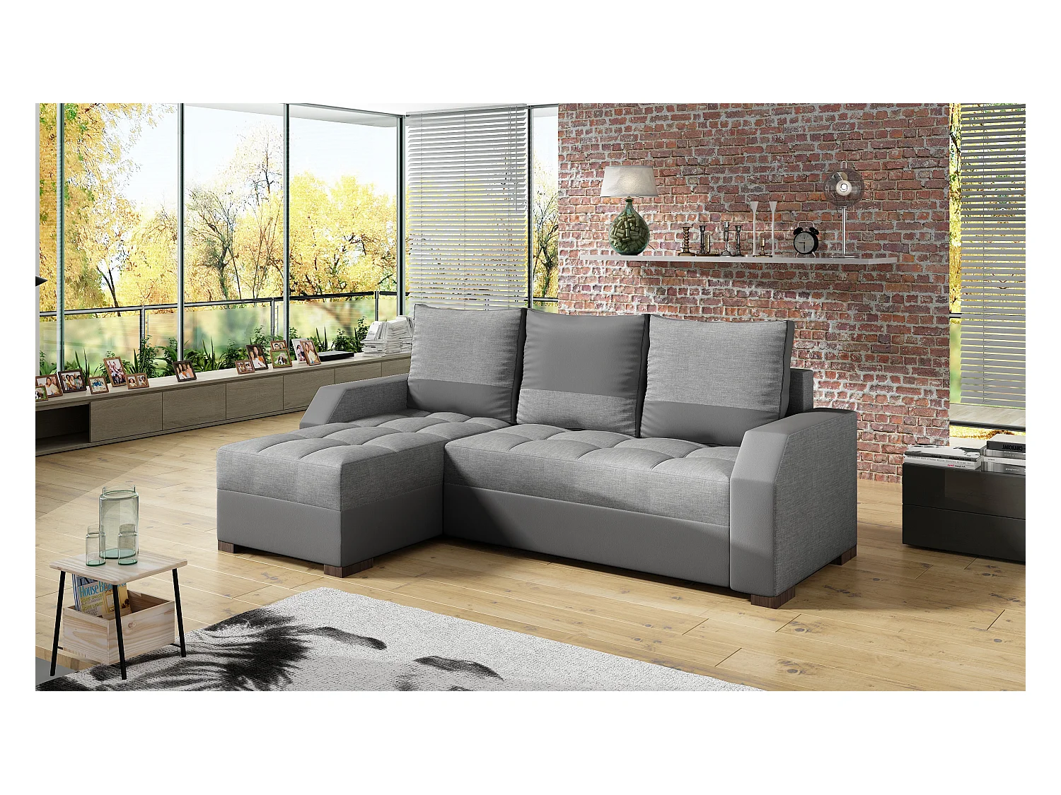 Ecksofa Tarrone L/Stoffbezug/Grau