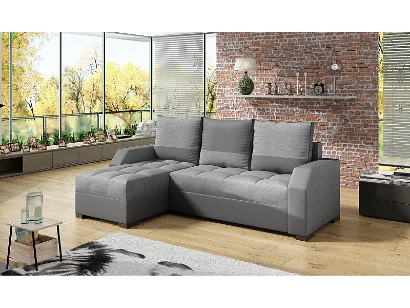 Canapé Corner Tarrone L/revêtement tissu/Gris