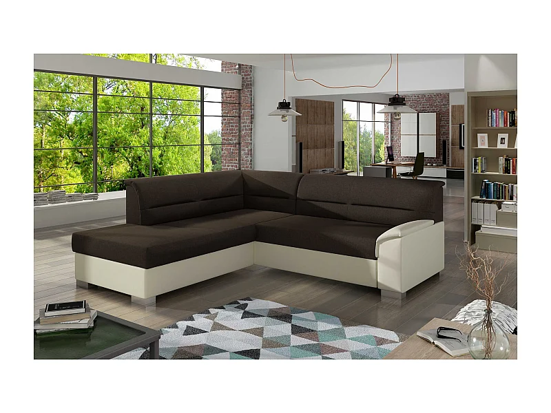 Ecksofa Bergen L/Stoffbezug/Braun&Beige