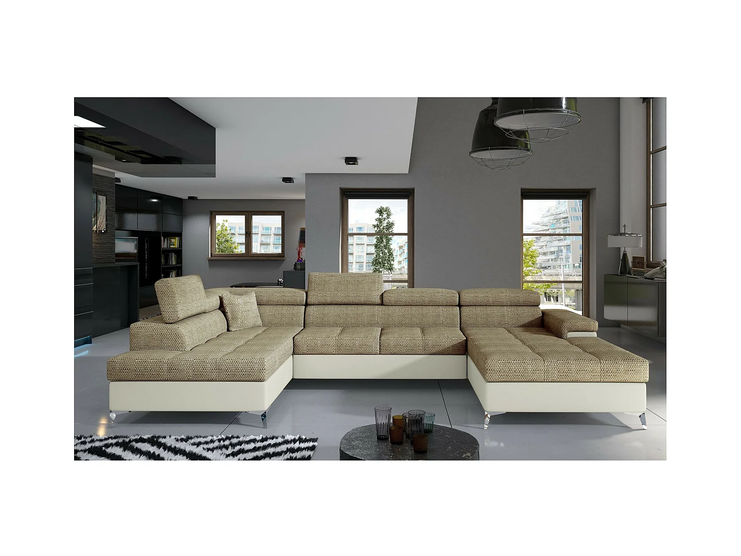 Ecksofa Perano UL/Stoffbezug/