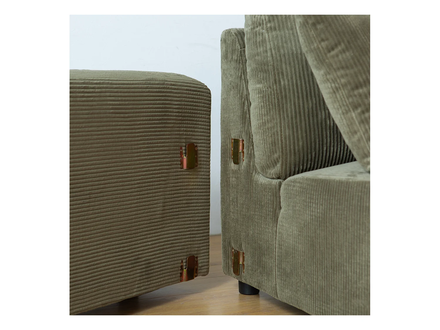 Canapé d'angle réversible 3 places en velours côtelé vert ABERDEEN