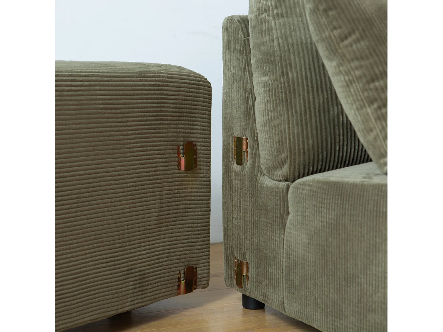 Canapé d'angle réversible 3 places en velours côtelé vert ABERDEEN