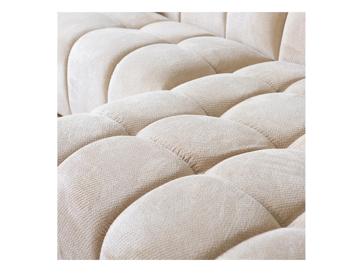 Canapé d'angle 3 places nuage en velours beige SALFORD