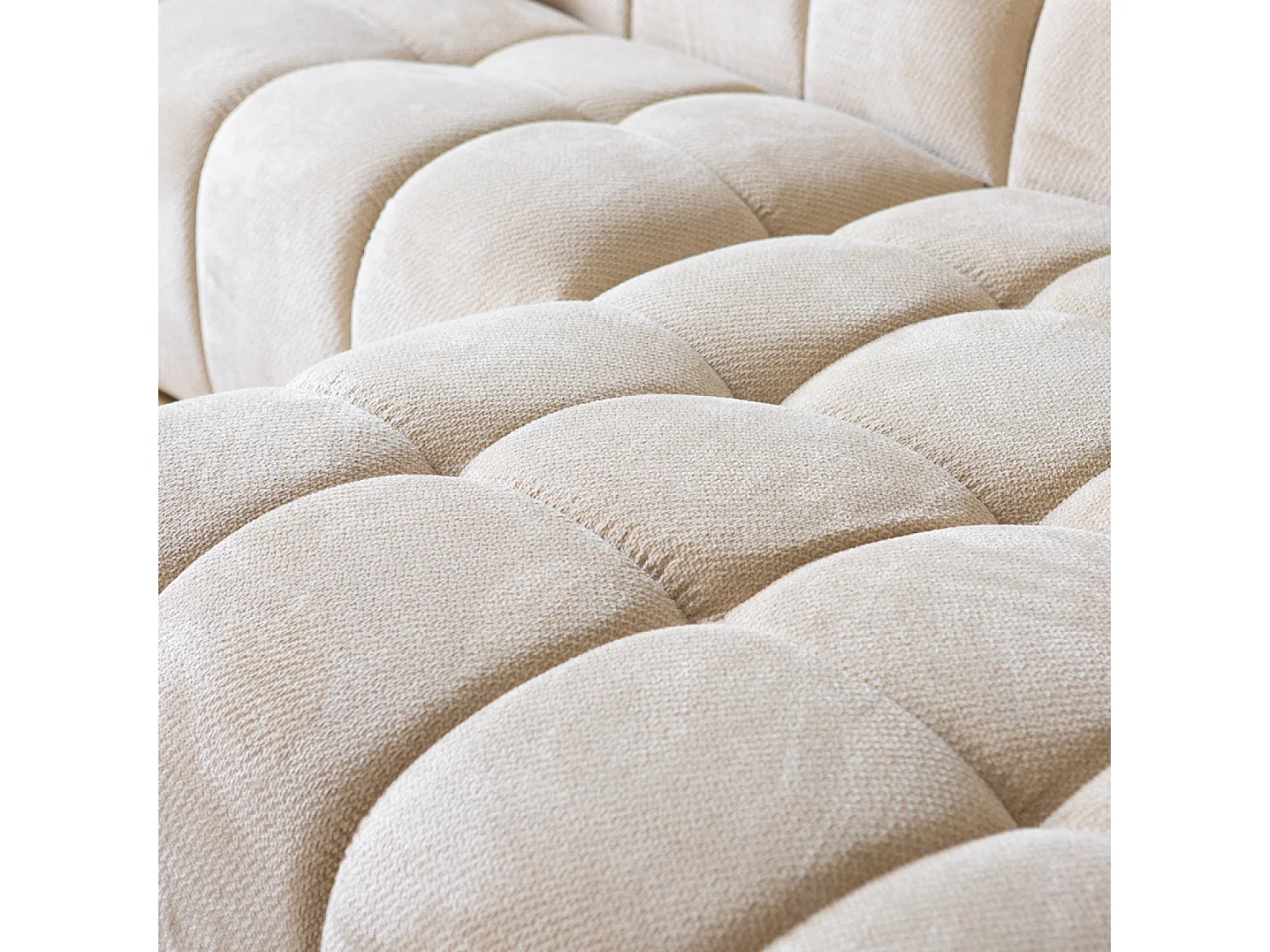 Canapé d'angle 3 places nuage en velours beige SALFORD