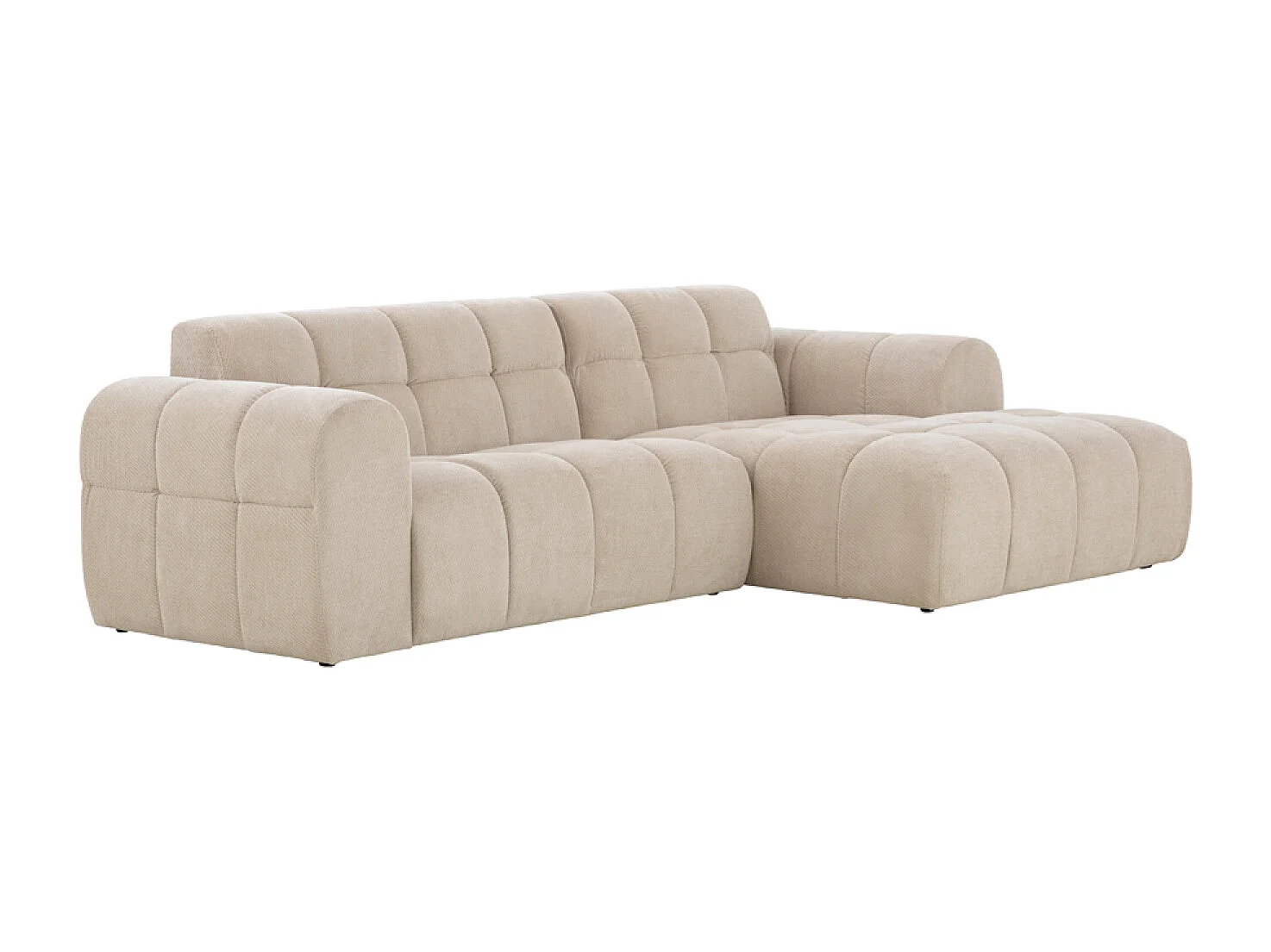 Canapé d'angle 3 places nuage en velours beige SALFORD