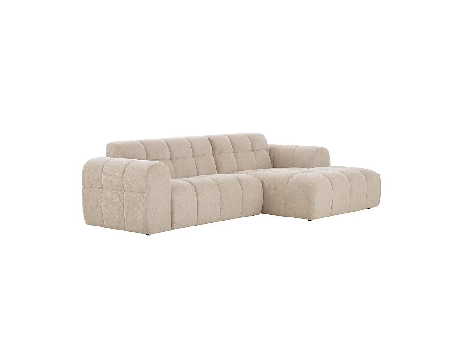 Canapé d'angle 3 places nuage en velours beige SALFORD
