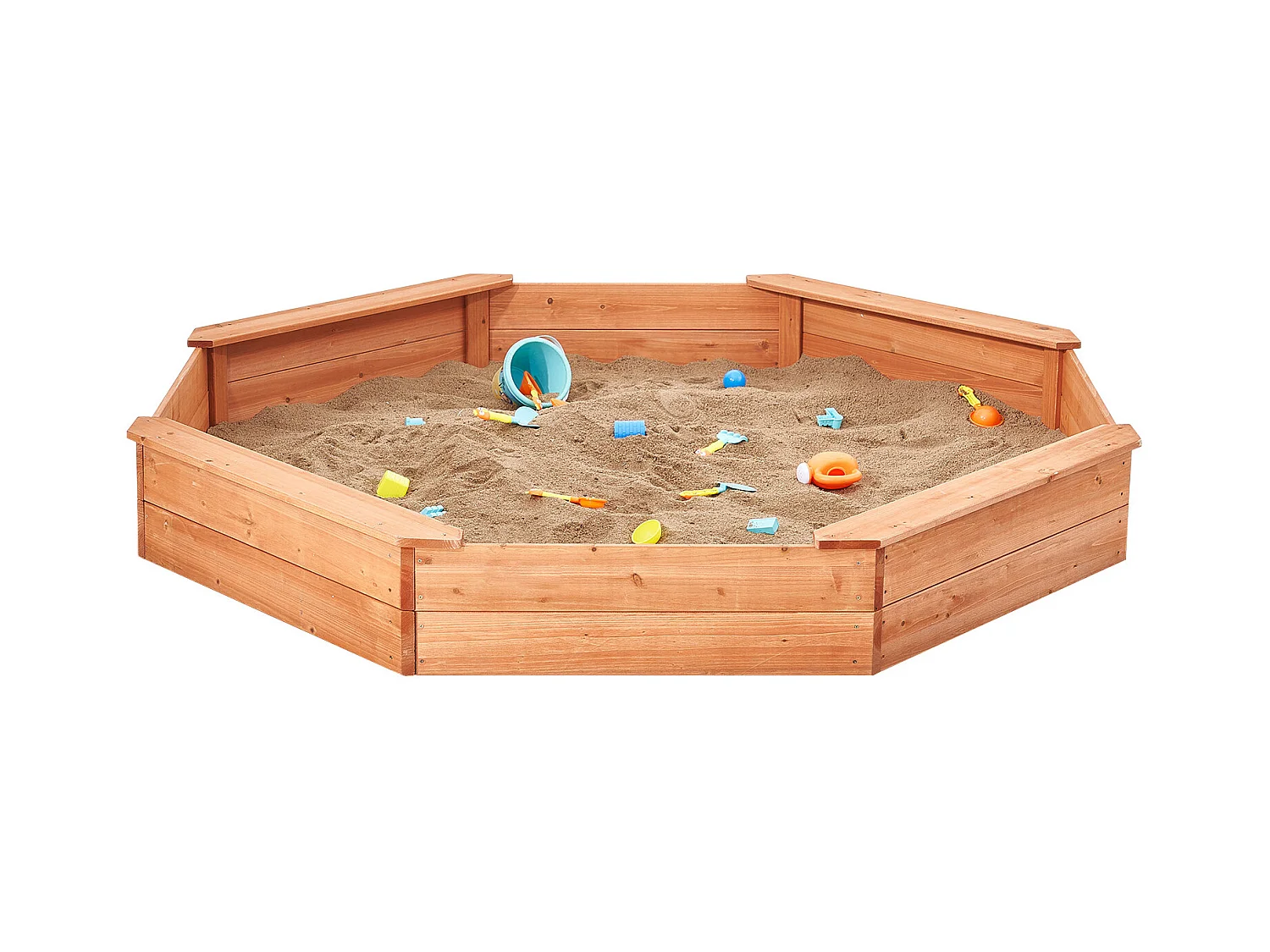 Bac à Sable en Bois, SucceBuy Bac à Sable en Bois avec Couvercle Bac à Sable Octogonal Bac à Sable Extérieur 3-12 Ans