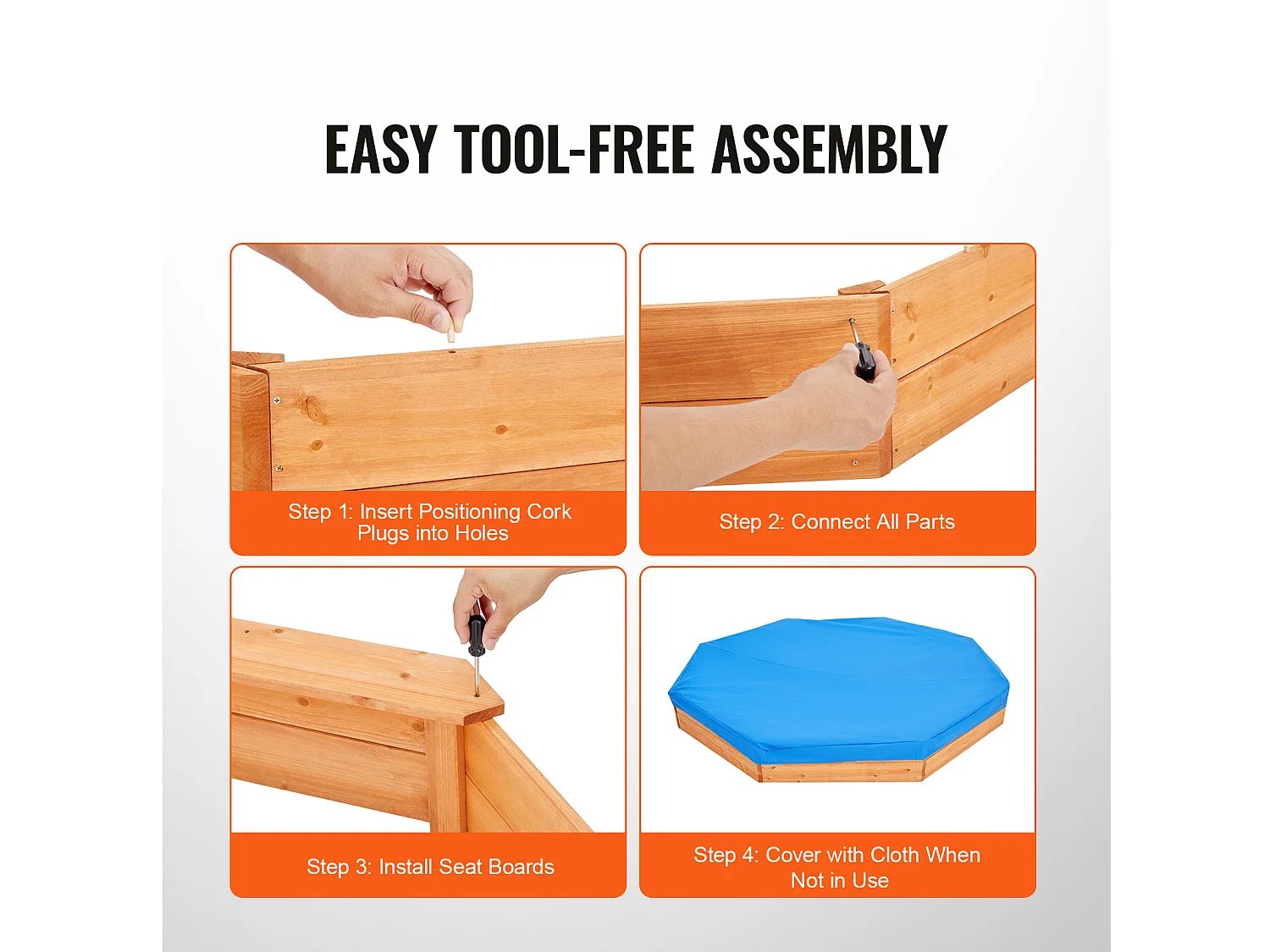 Bac à Sable en Bois, SucceBuy Bac à Sable en Bois avec Couvercle Bac à Sable Octogonal Bac à Sable Extérieur 3-12 Ans