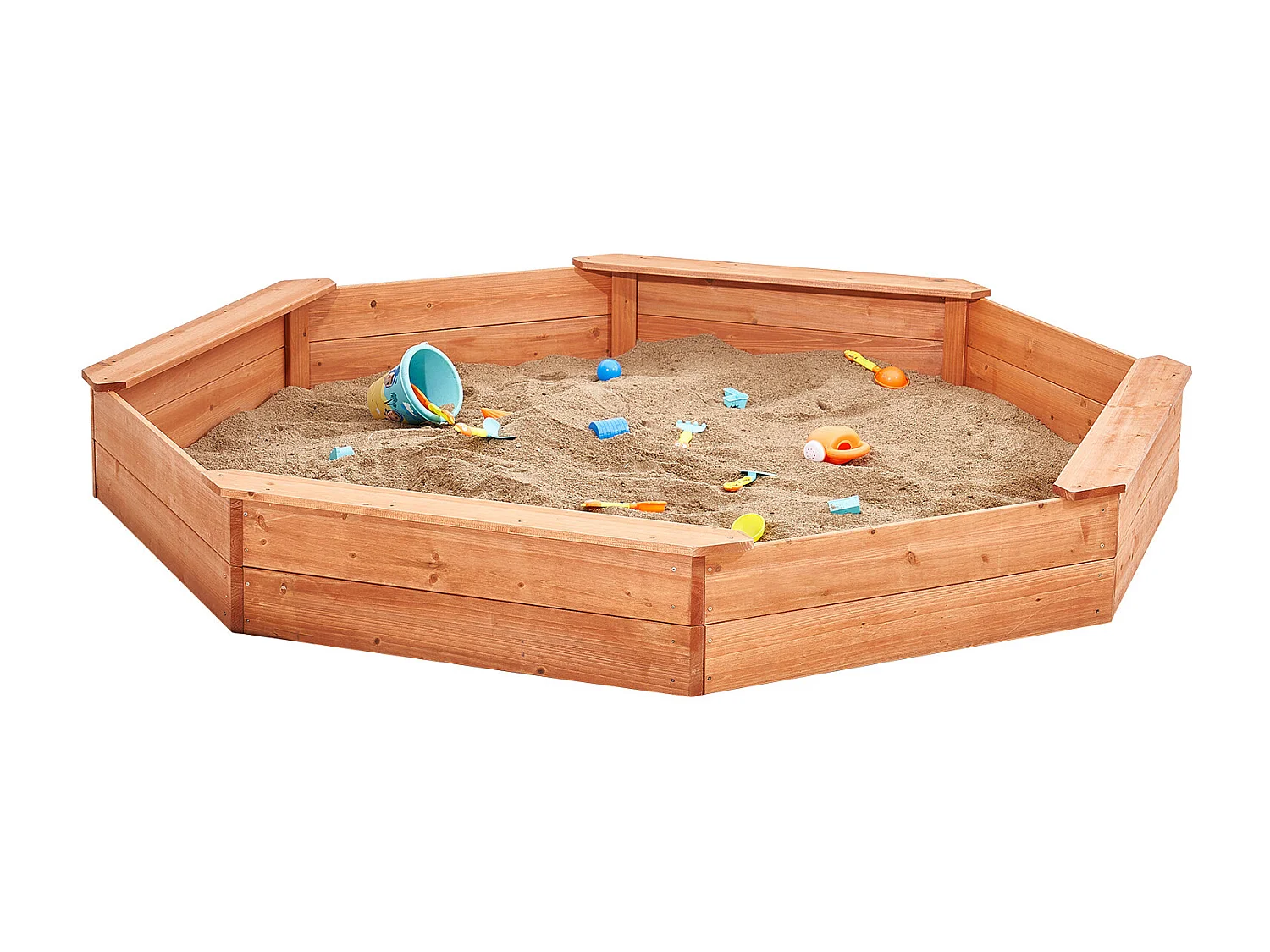 Bac à Sable en Bois, SucceBuy Bac à Sable en Bois avec Couvercle Bac à Sable Octogonal Bac à Sable Extérieur 3-12 Ans