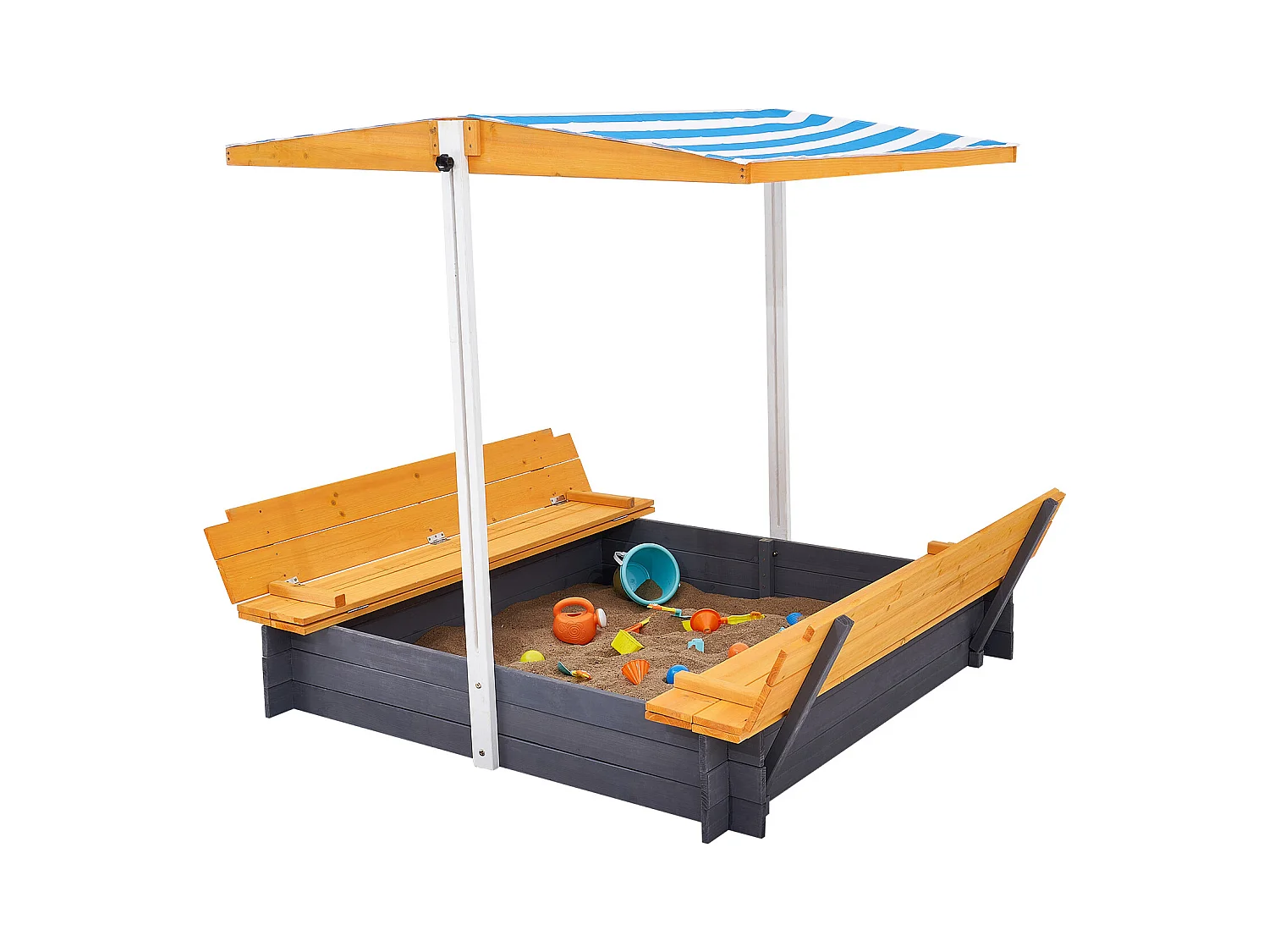 Bac à Sable en Bois, SucceBuy Bac à Sable en Bois avec Auvent Bac à Sable Jardin extérieur 3-12 Ans