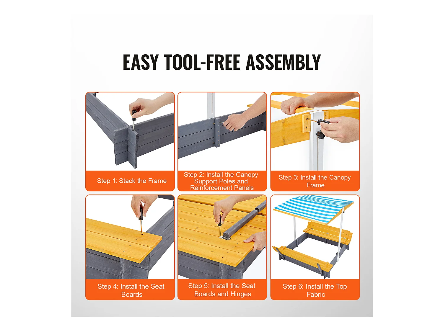 Bac à Sable en Bois, SucceBuy Bac à Sable en Bois avec Auvent Bac à Sable Jardin extérieur 3-12 Ans