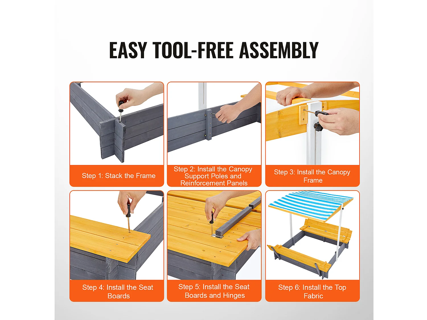 Bac à Sable en Bois, SucceBuy Bac à Sable en Bois avec Auvent Bac à Sable Jardin extérieur 3-12 Ans
