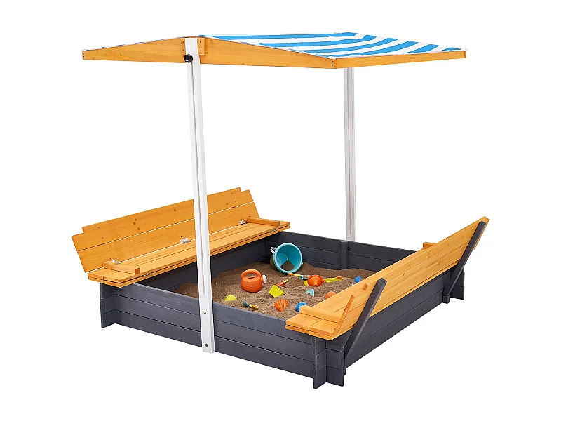 Caixa de Areia de Madeira, SucceBuy Caixa de Areia de Madeira com Cobertura para Jardim Exterior 3-12 Anos