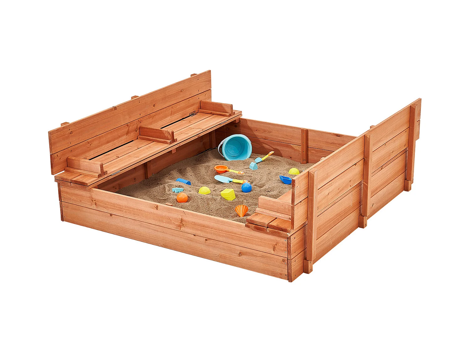 Holzsandkasten, SucceBuy Holzsandkasten Sandkasten mit Bodenauskleidung für Draußen, Alter 3–12
